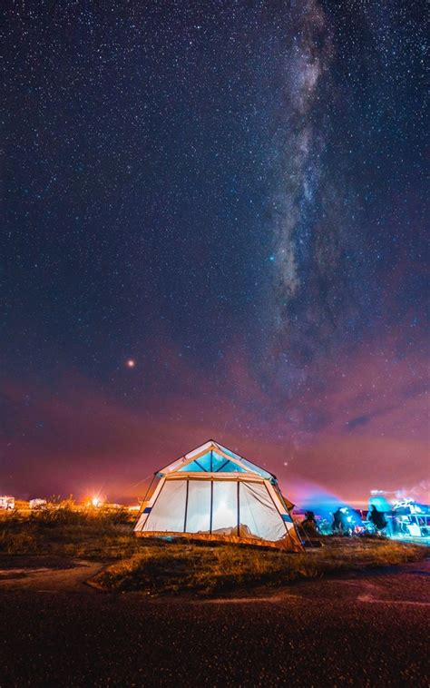 Wallpaper Tent Starry Sky Night Camping Starry Sky Tent Outdoor