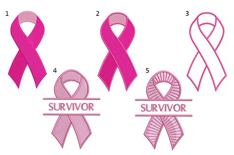 Breast Cancer Awareness Ribbons 5 Designs Hatch Free Designs