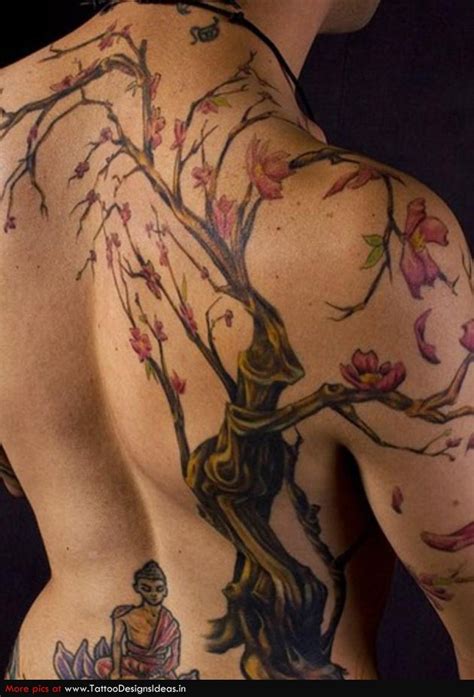The cherry blossom tree is one of the most beautiful trees on earth. Meditation Under Cherry Blossom Tree Tattoo Design