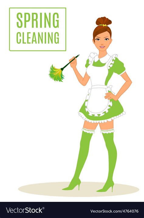 Sexy Maid Cleaning Lady Dusting Royalty Free Vector Image
