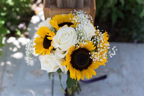 Sunflower And White Rose Bridal Bouquet White Rose Bridal Bouquet