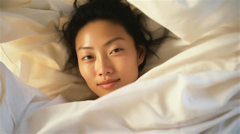 Premium Photo Asian Woman Laying In Bed Under Blanket