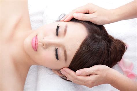 Woman Enjoy Receiving Face Massage At Spa With Roses Stock Image Image Of Hand Japanese 35744933