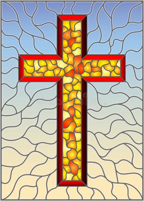 Icono De La Cruz Cristiana Amarilla Aislado Patrón Transparente En