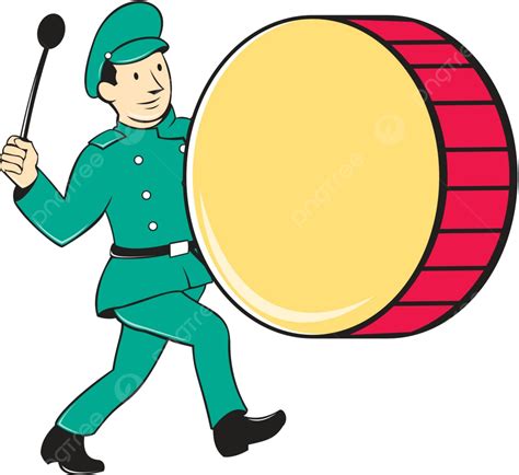 Marching Band Drummer Beating Drum Band Member Brass Drum Marching
