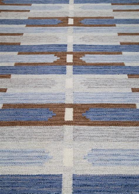 Mary Sandberg Flat Weave Rug Klockargårdens Hemslöjd Sweden Circa