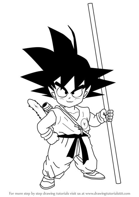 Drawing goku super saiyan from dragonball z tutorial step 07. How to Draw Son Goku from Dragon Ball Z ...