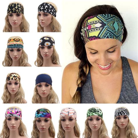 Women Wide Sports Yoga Headband Stretch Hairband Elastic Hair Band Boho Turban Unbranded Hair