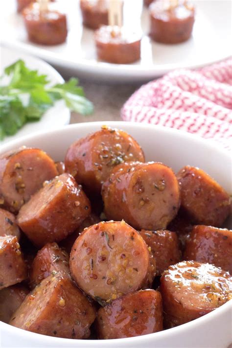 Chicken Apple Sausage Appetizers With Maple Glaze