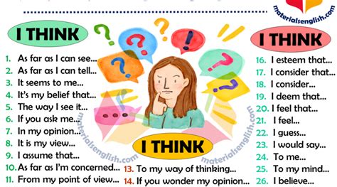 26 Different Ways To Say I Think In English Materials For Learning