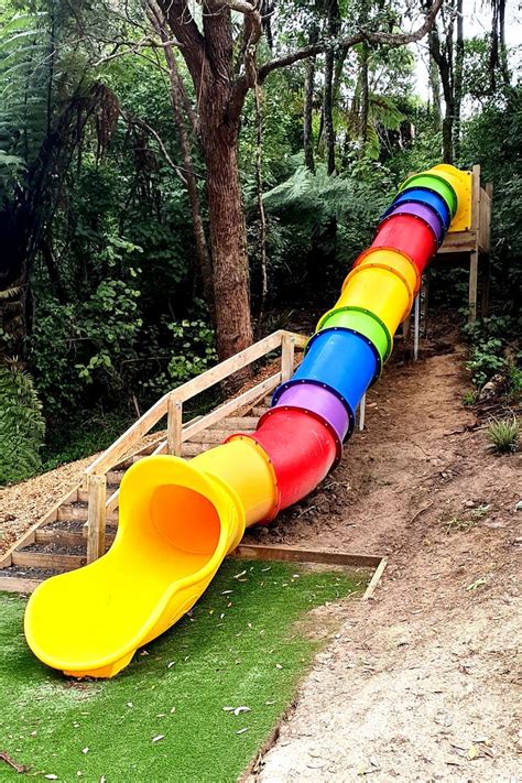 Rainbow Tube Slide Playground Slide Backyard Slide Tree House Plans
