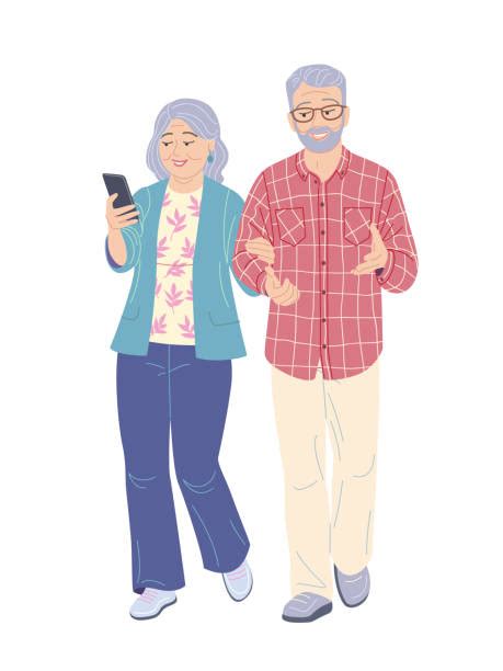 50 Old Couple Walking Together Clip Art Illustrations Royalty Free