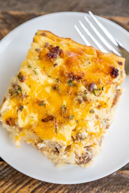 Sausage hash brown breakfast casserole. Sausage and Ranch Hash Brown Breakfast Casserole | Plain ...