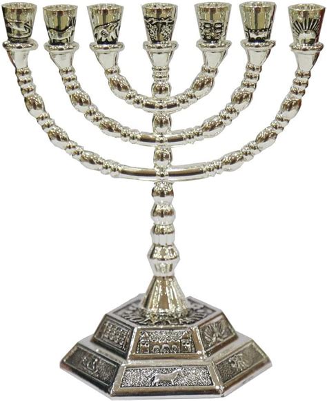 buy 12 tribes of israel jerusalem temple menorah choose from 3 sizes gold or silver silver 5