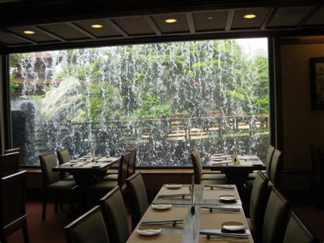 Waterfall From Inside Restaurant
