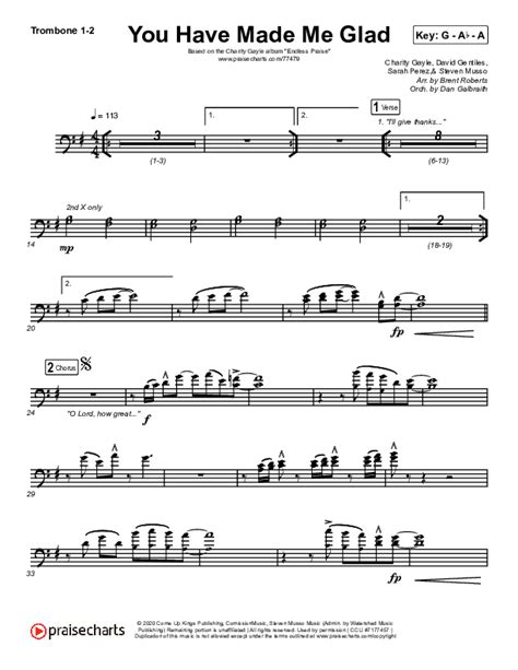 you have made me glad trombone sheet music pdf charity gayle praisecharts