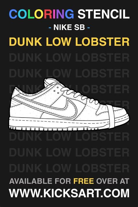 Nike Sb Dunk Low Lobster Sneaker Coloring Page In 2021 Sneaker Art
