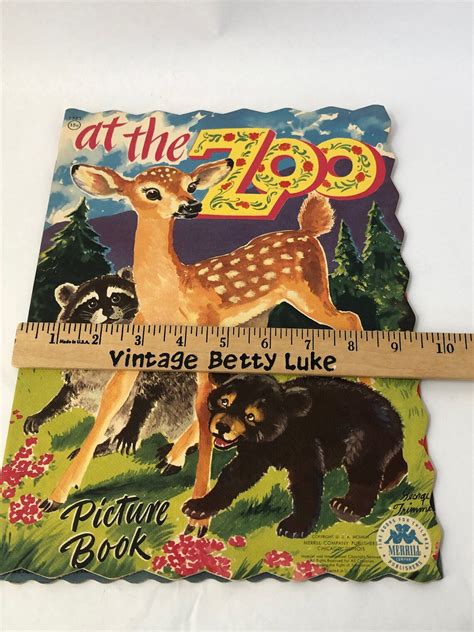 Vintage Childrens At The Zoo Book 1940s Illustrations Artwork Etsy