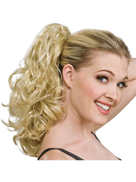 Womens Curly Blonde Ponytail Hairpiece Extension