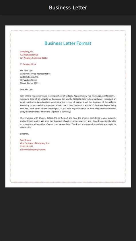 Need business letter format example? Official Letter Format - Letter Writing Sample for Android ...