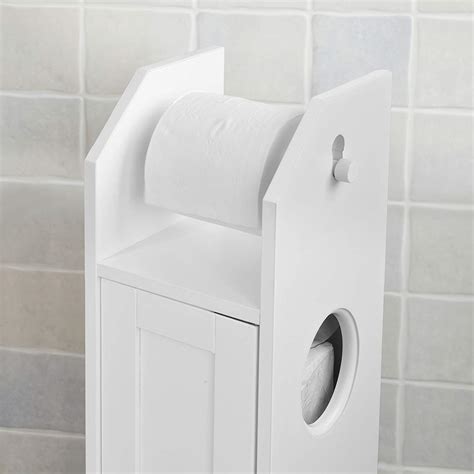 Wooden Free Standing Toilet Tissue Roll Paper Bathroom Cabinet Storage