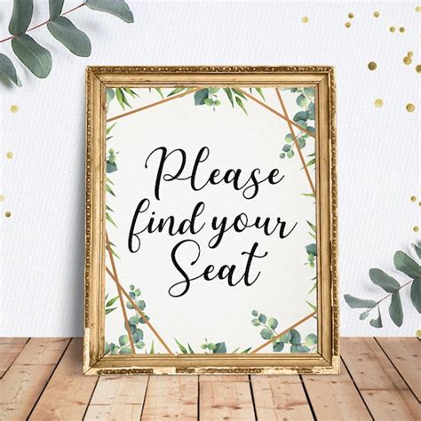 Please Find Your Seat Sign Printable Sign Bridal Shower Etsy