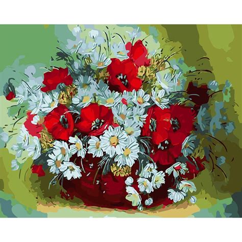 Frameless Vivid Flowers Diy Painting By Numbers Oil Painting On Canvas