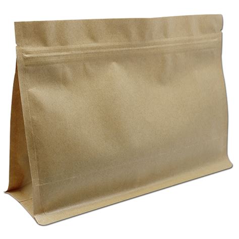 20pcs Stand Up Kraft Paper Horizontal Side Gusset Zip Lock Package Bag