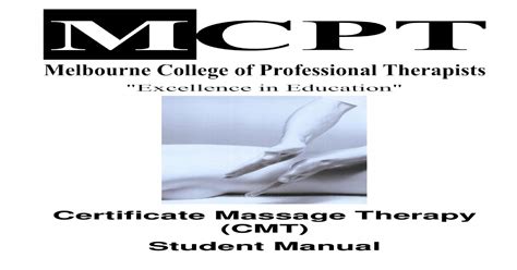 Cmt Student Manual Au Certificate Massage Therapy Cmt