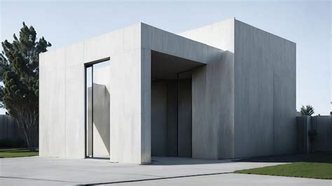 Premium Ai Image A Minimalist House With A Sleek Concrete Structure