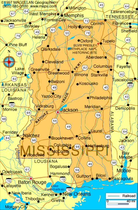 Mississippi Map And Mississippi Satellite Image