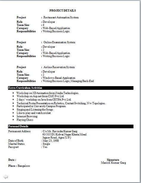 A resume template is considered one of the most important documents you will ever have in your lifetime. Resume format for job fresher | Best CV, Advanced Resume Format for Fresher & Experienced ...