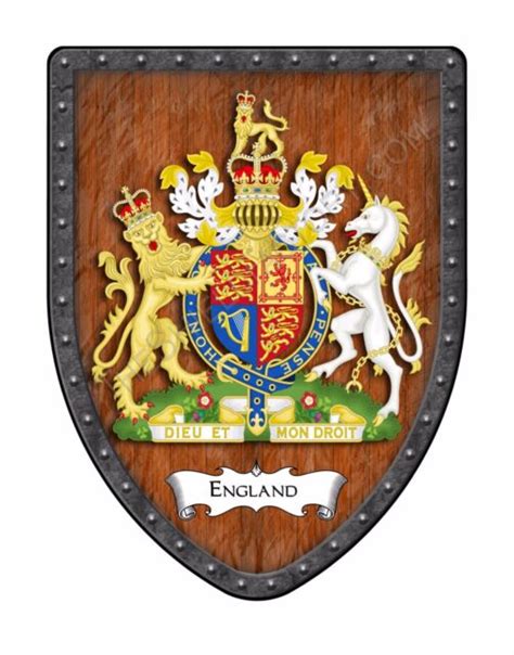 England Royal Coat Of Arms Country Display Shield On Union Jack Flag