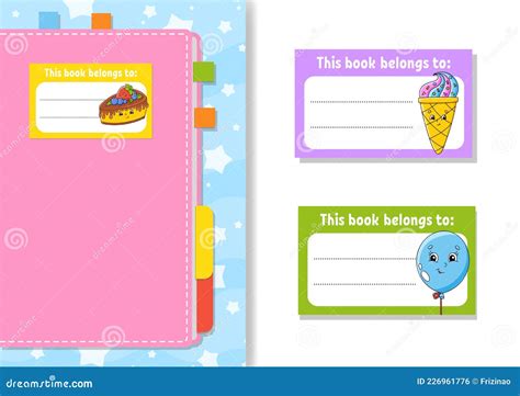 Book Label Stickers For Kids The Rectangular Shape Isolated Color