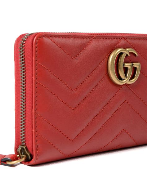 Wallets And Purses Gucci Gg Marmont Zip Around Red Wallet 443123drw1t6433