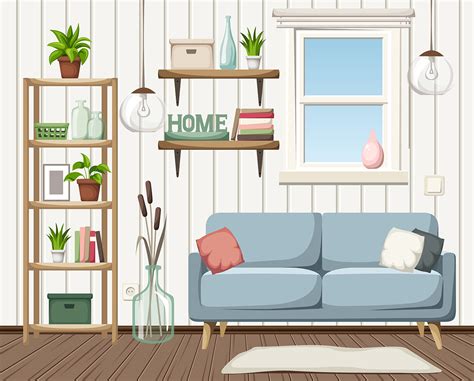 Scandinavian Living Room Interior Vector Illustration On Behance