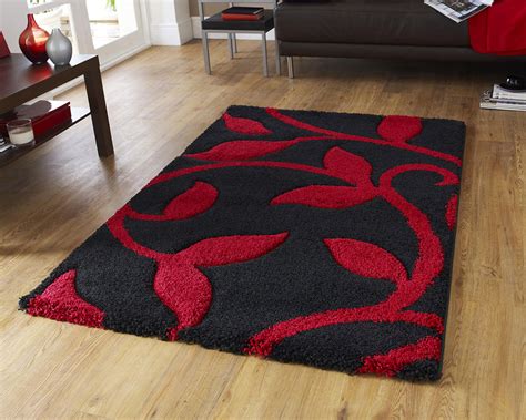 This designer bathroom set includes 2 bath rugs: Fashion 7647 Black/Red Rug | Cheap Rugs | World Rugs Emporium
