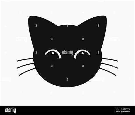 Cute Black Cat Face Vector Illustration Stock Vector Image And Art Alamy