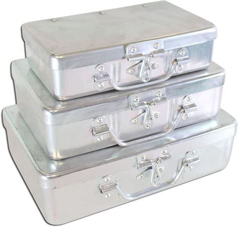 Hawk Set Of 3 Aluminum Storage Boxes With Hinged Lids