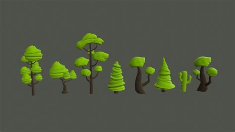 Stylized Cartoon Trees 3d Model Cgtrader