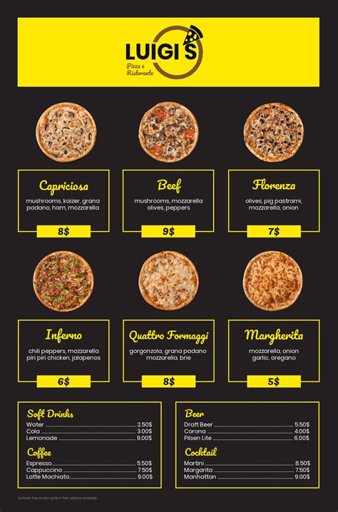 Dark Pizzeria Menu New Graphic Design Templates By Venngage Pizza Menu Design Food Menu