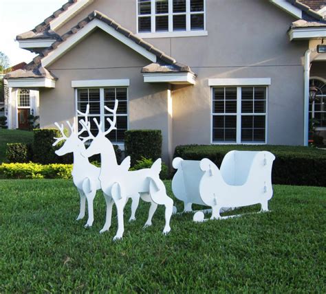 Christmas Outdoor Santa Sleigh And 2 Reindeer Set Ebay