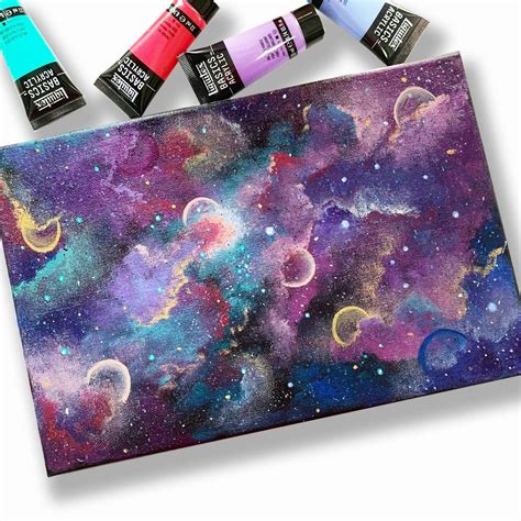 Dreamy Galaxy Painting Tutorial With Acrylic Galaxy Painting Canvas