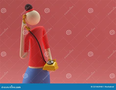 3d Illustration Woman Talking By Telephone Cartoon 3d Render Design