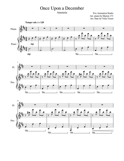 Once Upon A December Anastasia Sheet Music For Piano Solo