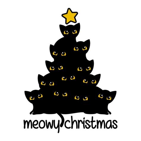 Meowy Christmas Black Cats Christmas Tree Cuttable Design Png Etsy