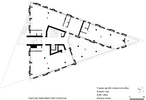 A triangular house that blurs the line between inside and the olive grove outside. Triangular lot house plans | Triangle houses | Pinterest ...