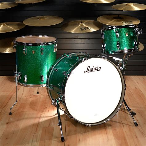 Ludwig 131622 Classic Maple Fab Kit Green Sparkle Drum Sets For