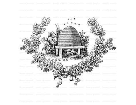 Bee Hive Clipart Vintage Pencil And In Color Bee Hive