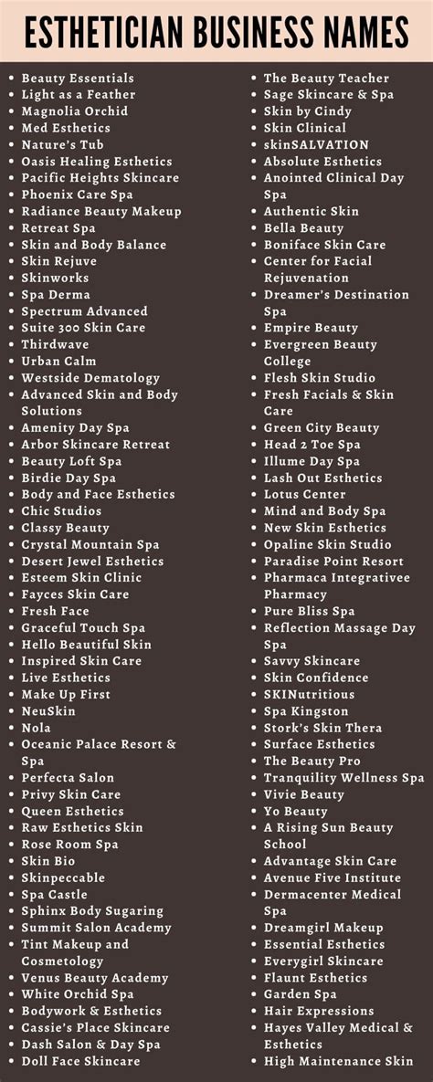 350 Catchy Esthetician Business Names Ideas And Suggestions In 2020